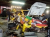 Kyle Busch's winning car in the garage after the race.